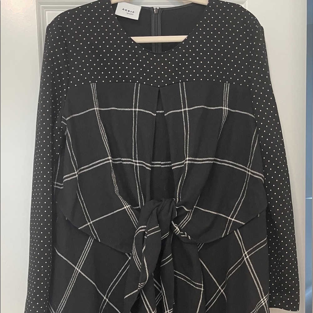 EUC! Akris Punto Contrast Print Black and White Maxi Dress, Size 14 - Picture 8 of 9